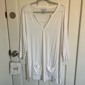 Soft Surroundings Cream 3/4 Sleeve Relaxed Tunic